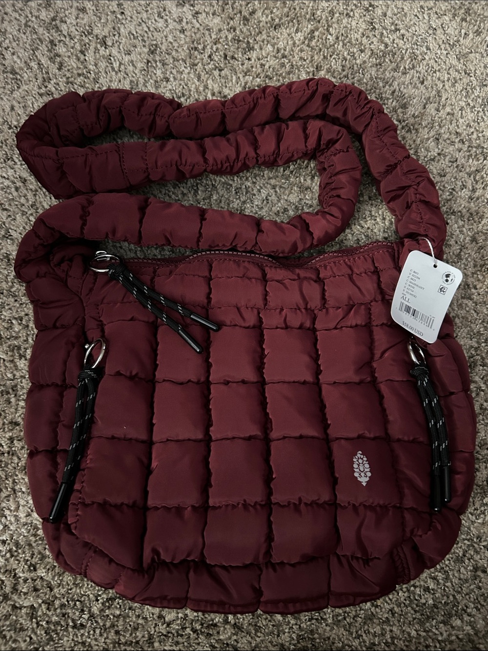 FP Movement Quilted Carryall Bag NWT Mahogany Wine NWT